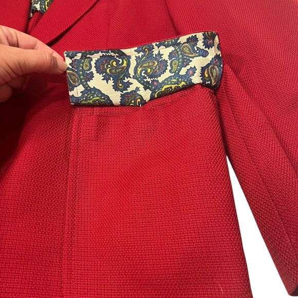 Stanley Blacker Vintage Red Blazer 40R Oversized Textured Gold Buttons USA - Picture 10 of 16